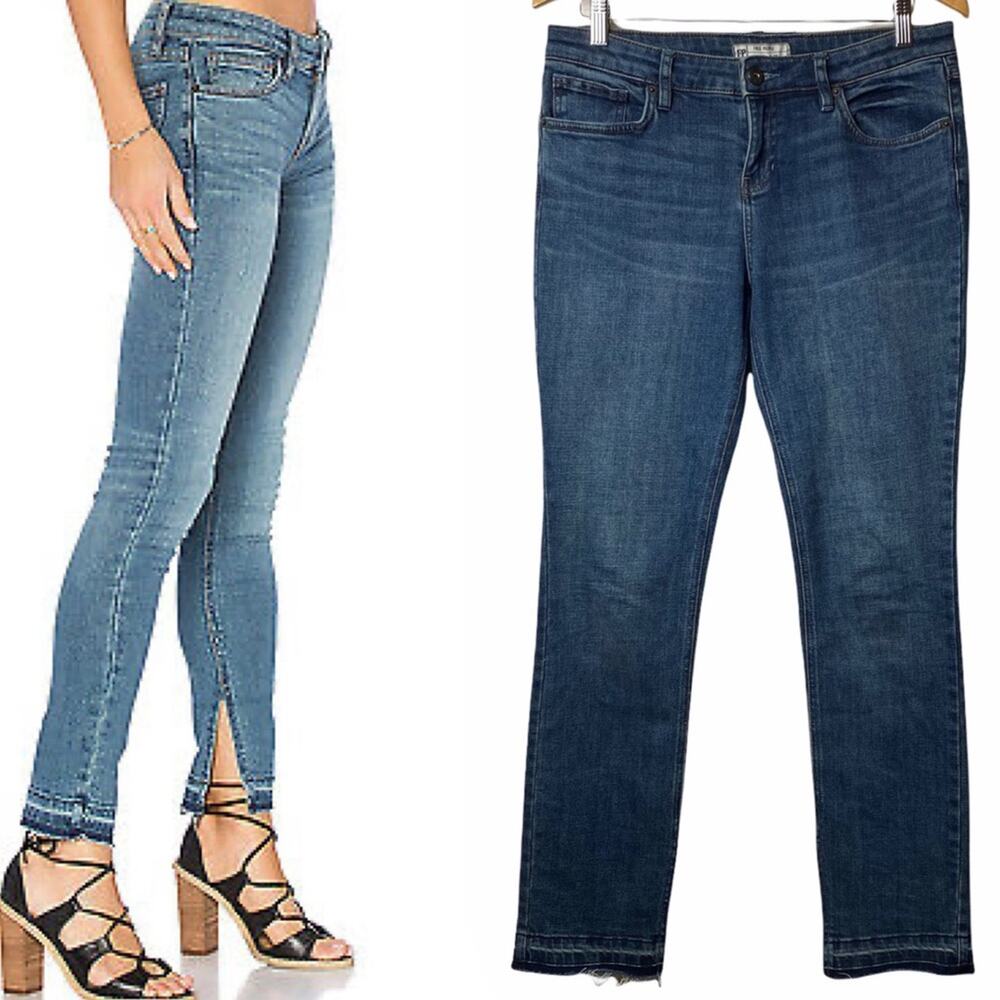 Free People OB504357 Slit Raw-Hem Skinny Jeans 29
